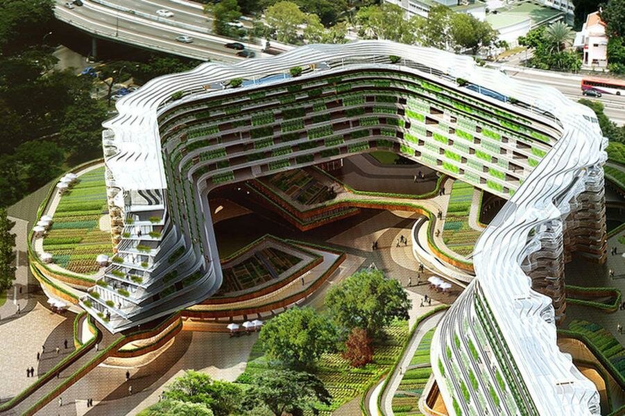 Проект жилого комплекса с грядками в Сингапуре